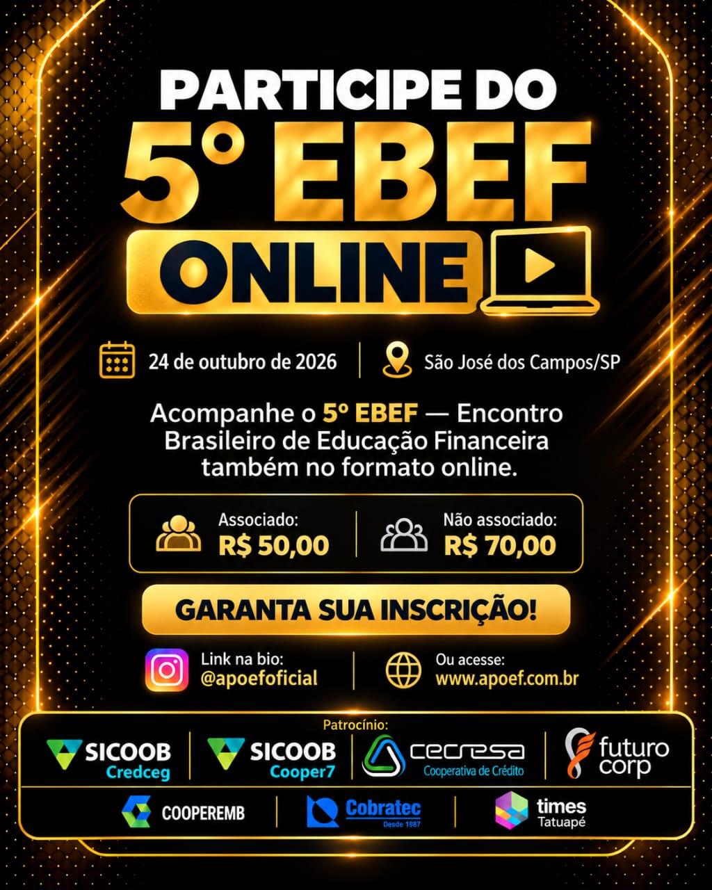 Participe do 5º EBEF Online — 24 de outubro de 2026